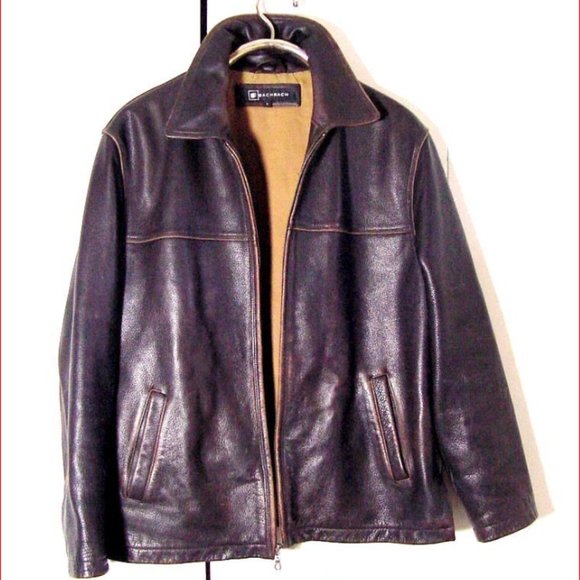 Bachrach Jackets & Coats Vtg Brown Leather Bachrach Side Snap